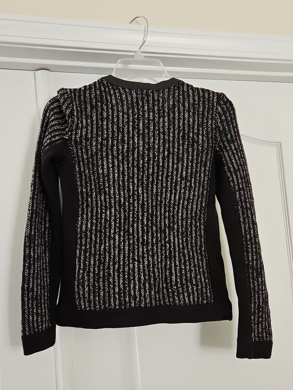 Rag & Bone Paula Black Leather-Trim Ribbed Knit Jacket Size XS - Picture 9 of 9